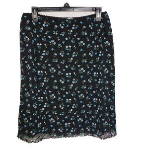 Boutique Europa Womens Skirt Large Floral Knee Length Pencil Scalloped Hem Lined